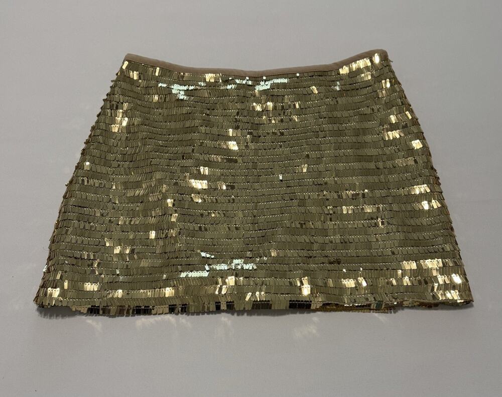 Runway The Label Kerrie Mini Skirt Gold Sequin Textile Size XS